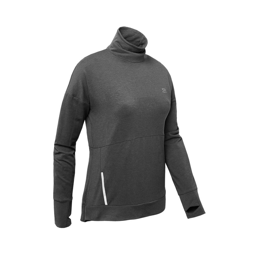 RUN DRY+ WOMEN'S LONG-SLEEVED RUNNING T-SHIRT - DARK GREY