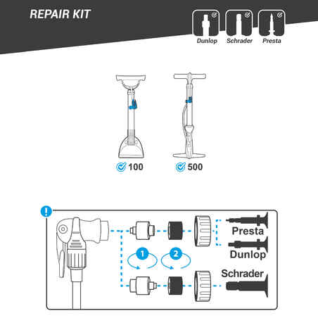 100 and 500 Bike Pump Head Repair Kit