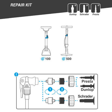 Recambios cabezal bomba pie Btwin 100 Y 500