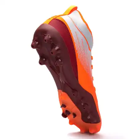 Sepatu Bot Sepak Bola Anak-anak High-Top Mixed Ground Agility 500 - Abu/Oranye