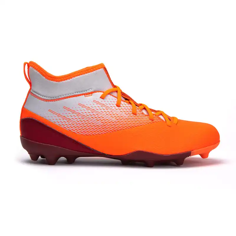 Sepatu Bot Sepak Bola Anak-anak High-Top Mixed Ground Agility 500 - Abu/Oranye
