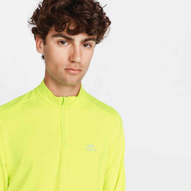 Men's Long-Sleeved Running T-Shirt Run Warm - neon acid yellow