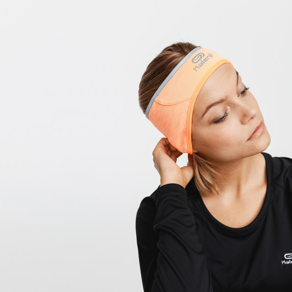 Warm+ running headband neon coral orange