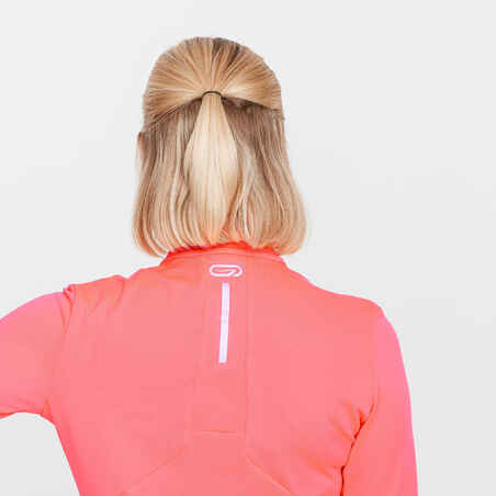 Zip Warm women's long-sleeved running T-shirt - neon coral