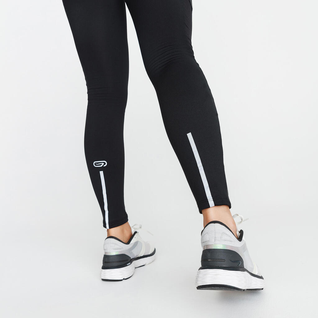 Legging running long chaud femme - Warm+ noir avec motifs