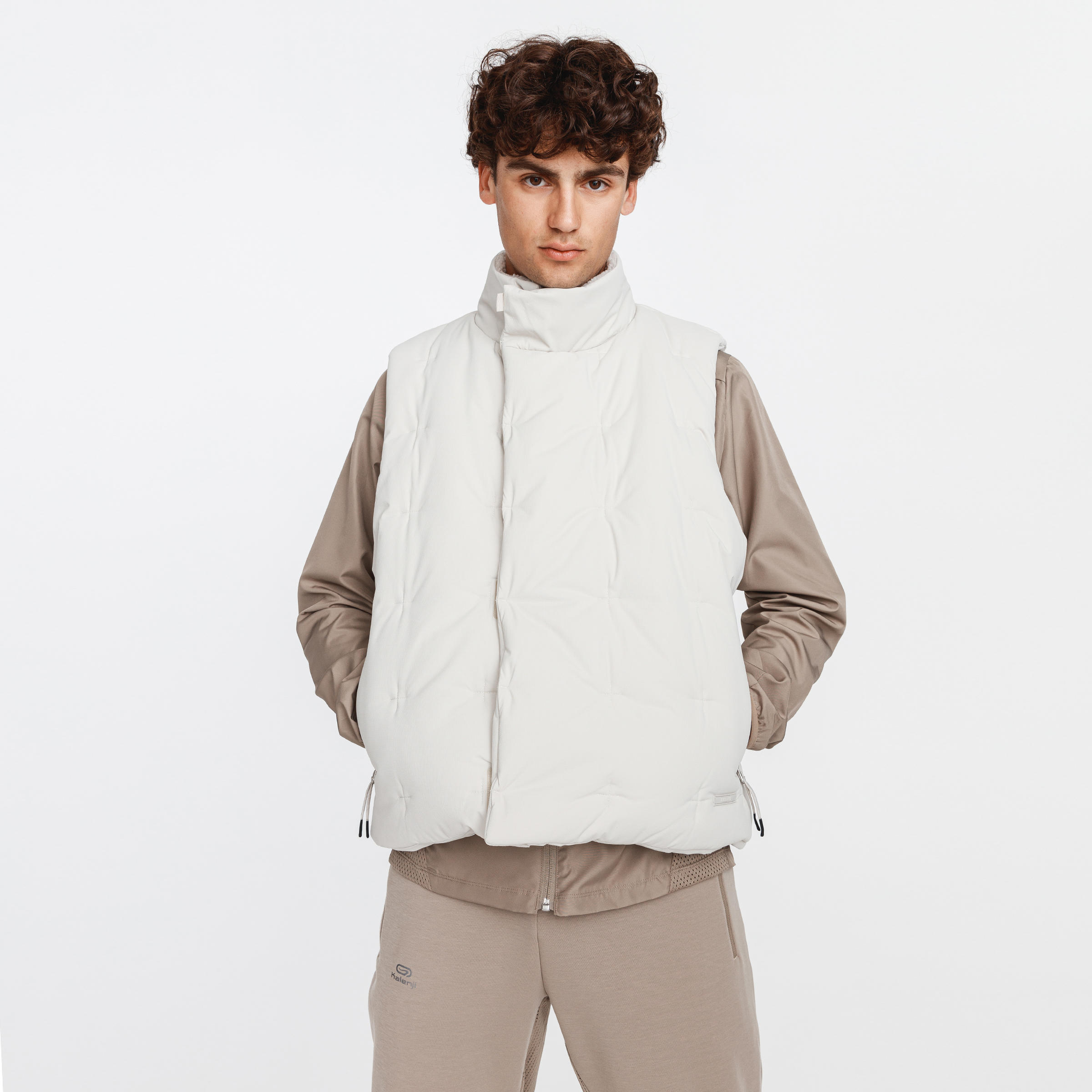 Men's warm sleeveless padded jacket - Beige 1/7