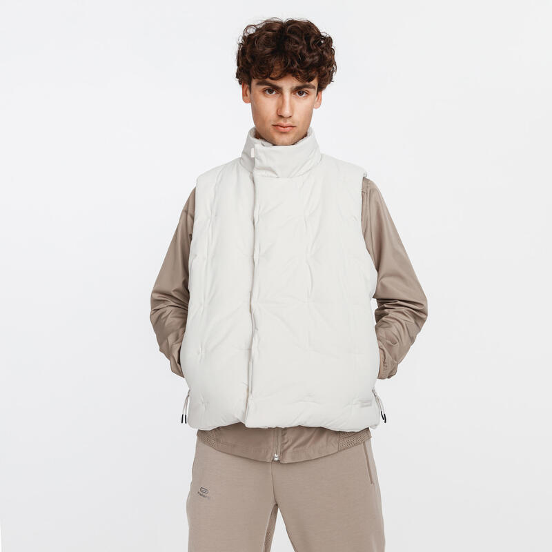 DOUDOUNE SANS MANCHES DE RUNNING HOMME KALENJI WARM + BEIGE FICELLE