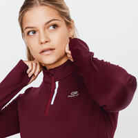Zip Warm women's long-sleeved running T-shirt - burgundy
