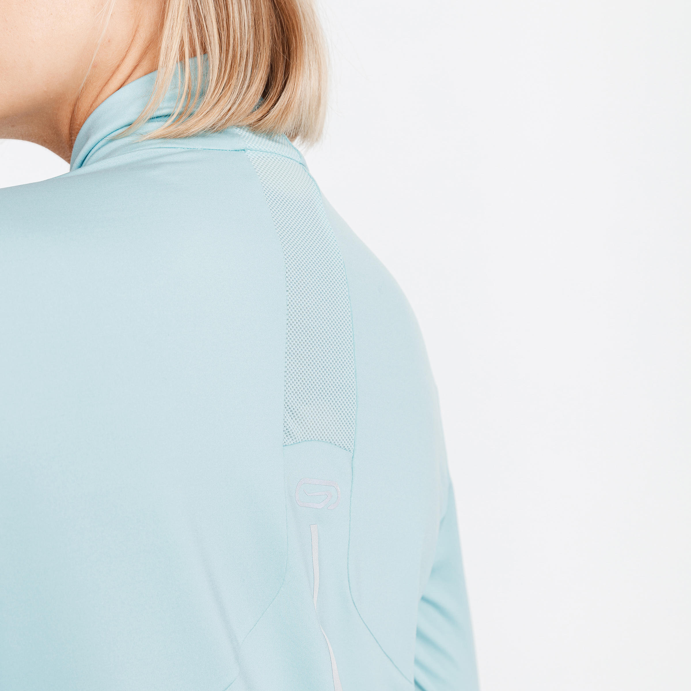 Women's ½-zip long-sleeved running T-shirt Dry+ - blue/green 5/5