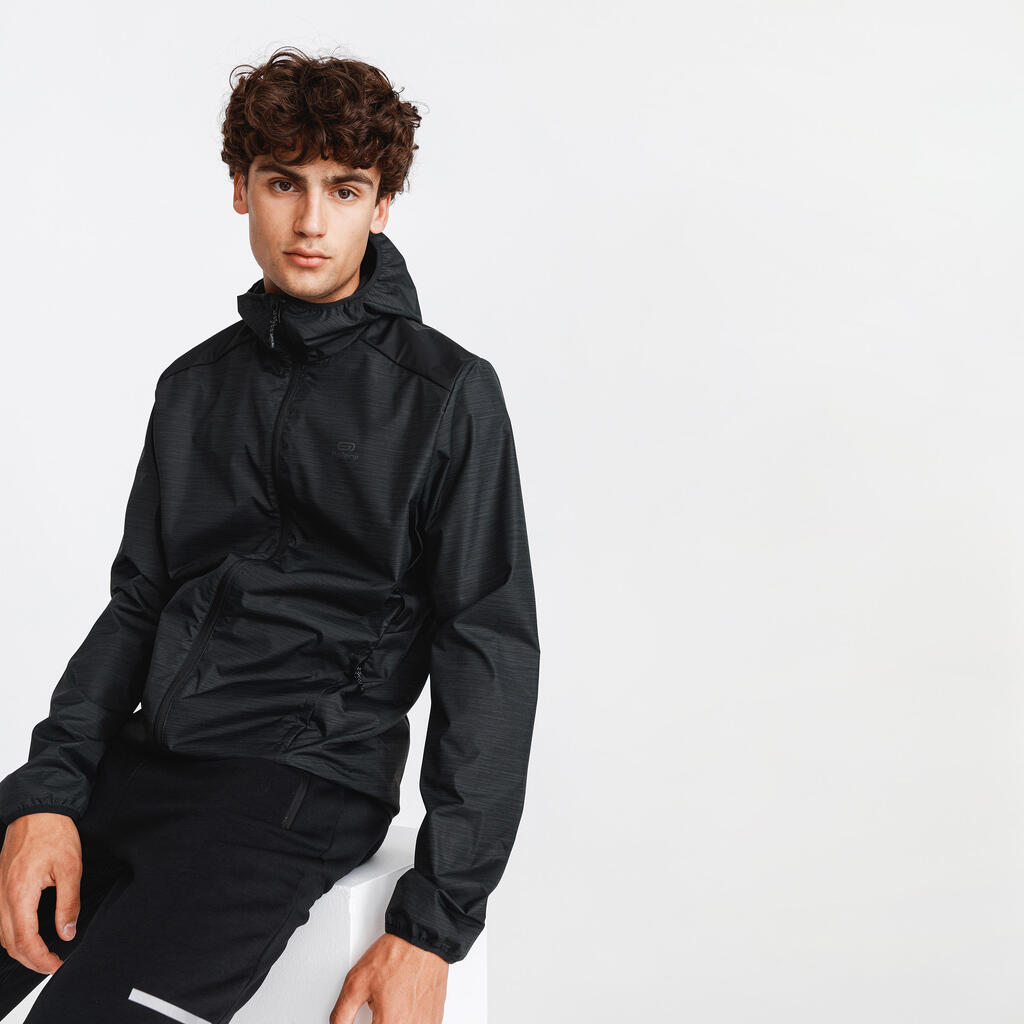 Veste imperméable de running Homme - KIPRUN Run 100 Noir