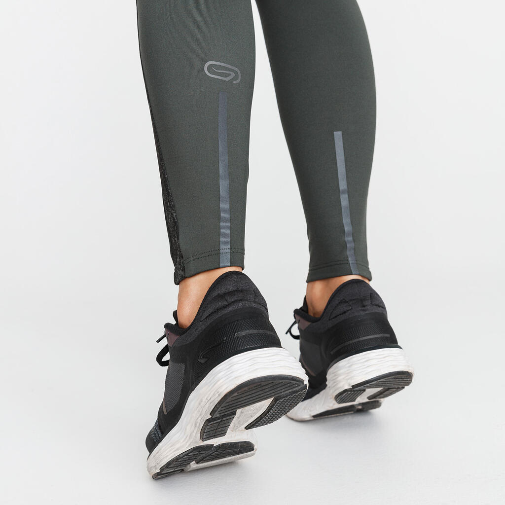 Legging running long chaud femme - Warm+ noir avec motifs