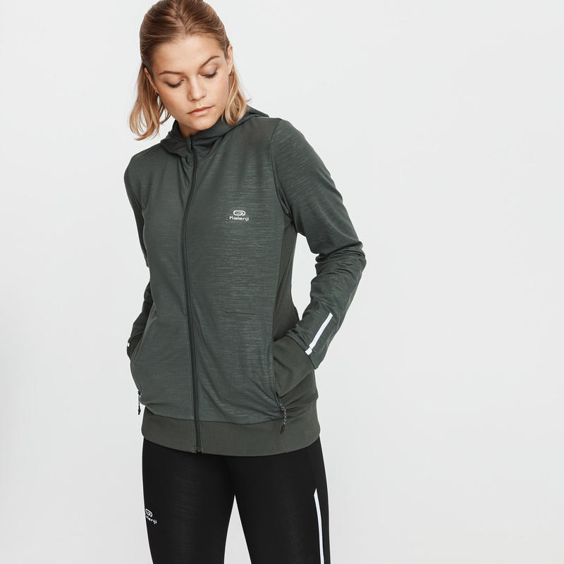 Download Run Warm Women's Running Hooded Jacket - Dark Khaki