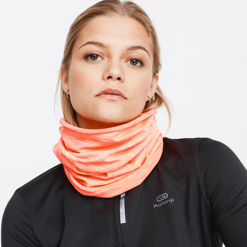 Running Neck Warmer neon orange coral Decathlon