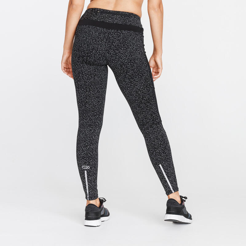 Leggings running donna WARM+ neri riflettenti