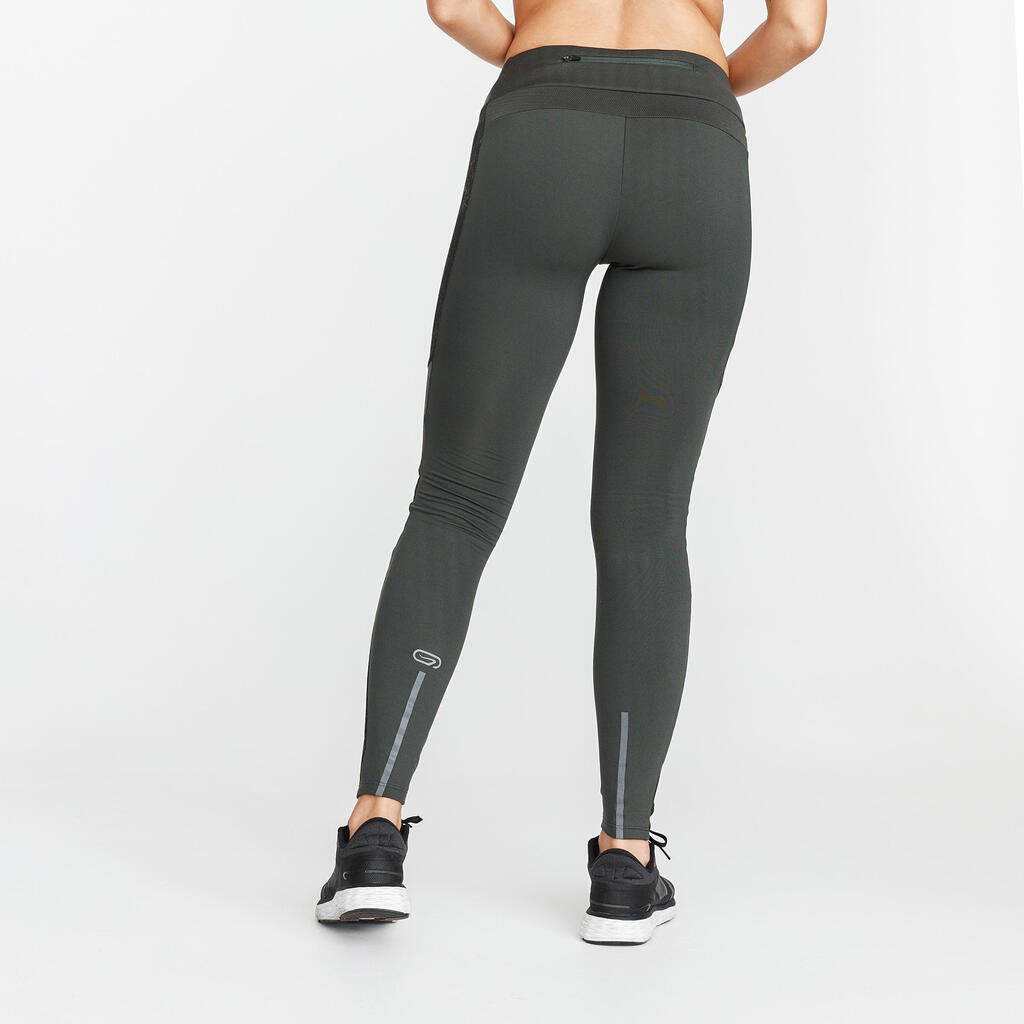 Legging running long chaud femme - Warm+ noir avec motifs