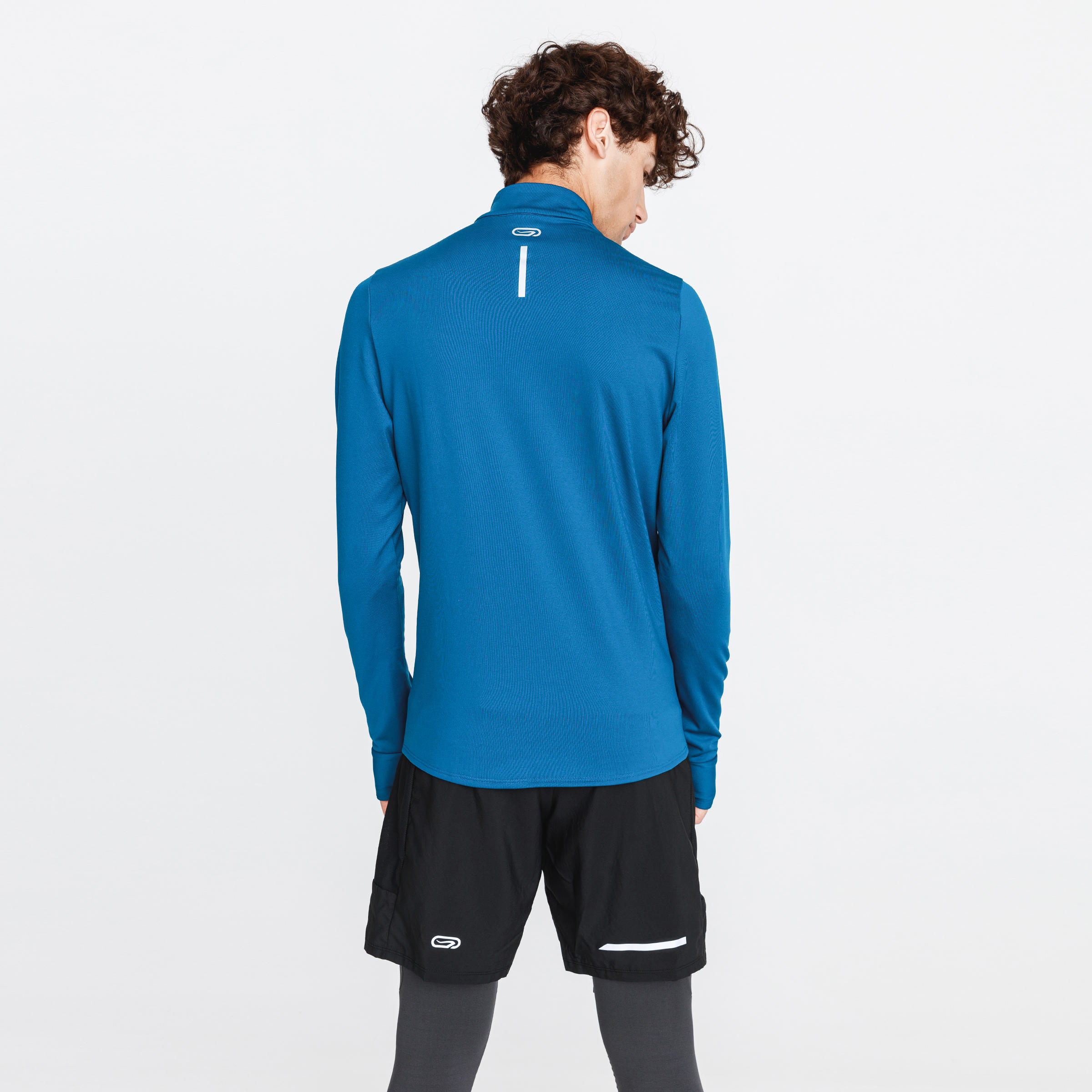 Polera Running Run Warm Hombre Azul Oscuro Manga Larga - Decathlon