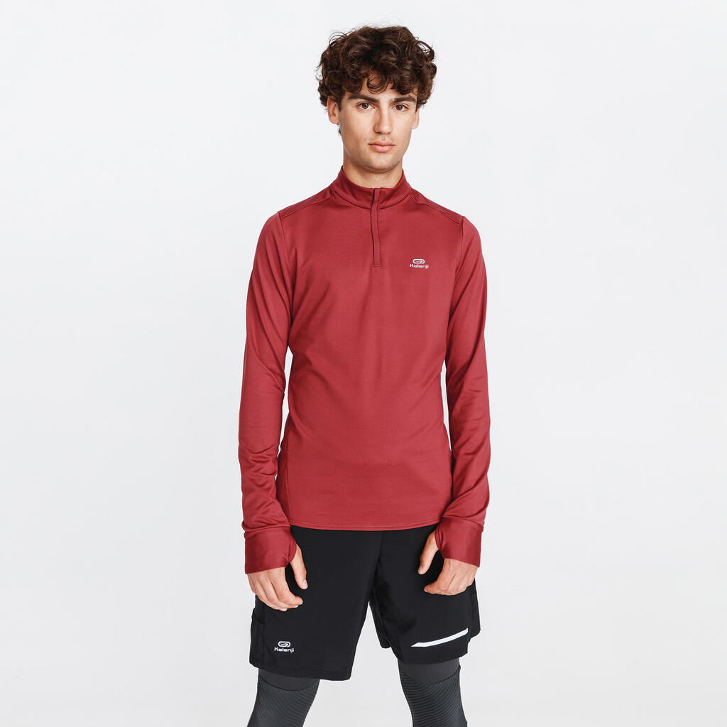 MAJICA DUGIH RUKAVA ZA TRČANJE RUN WARM MUŠKA BORDO