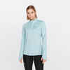 Women's ½-zip long-sleeved running T-shirt Dry+ - blue/green