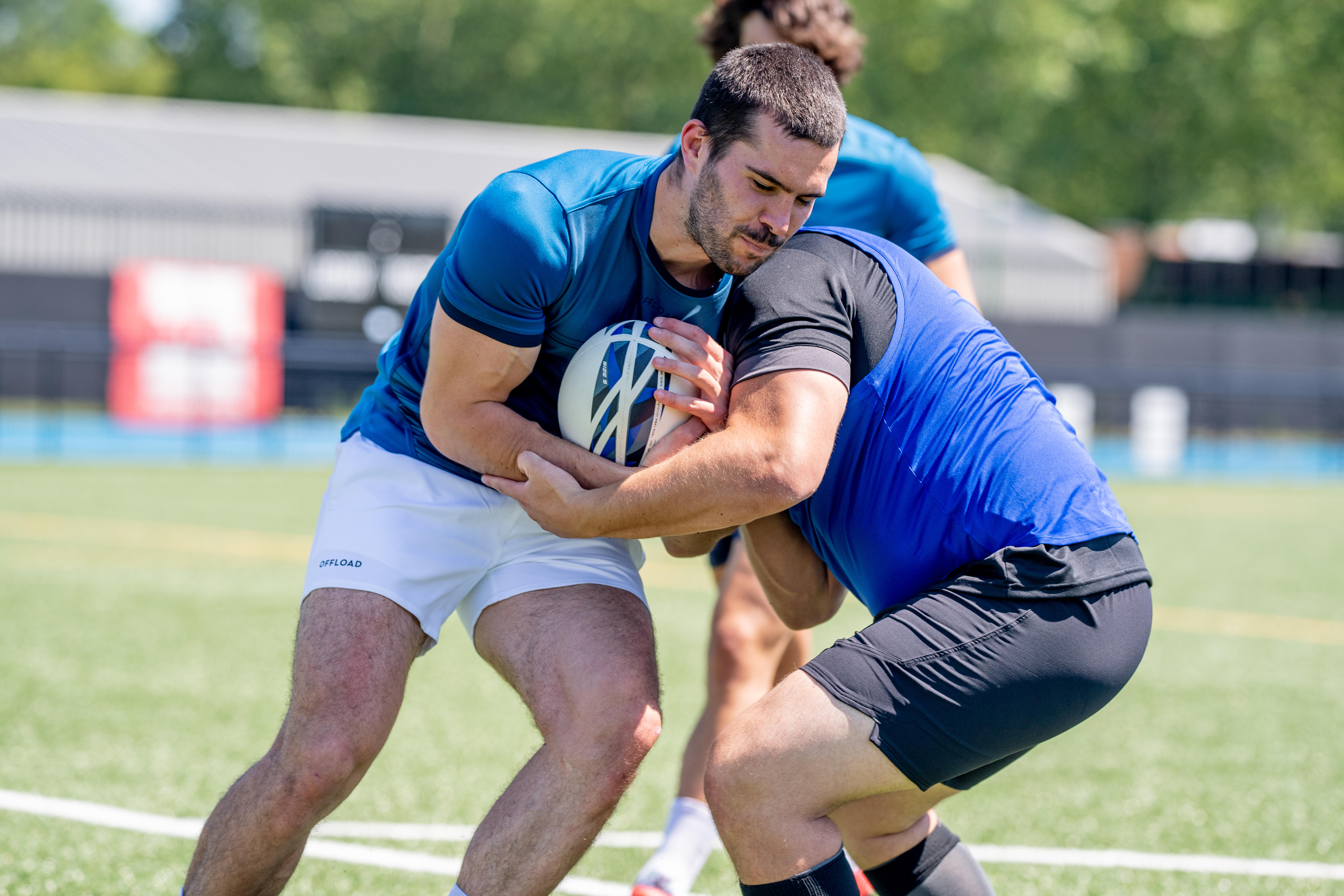 Size 5 Rugby Ball - R 500 White/Blue - OFFLOAD