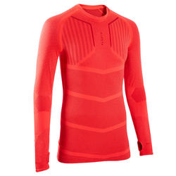 Ondershirt voor voetbal heren Keepdry 500 lange mouwen felrood