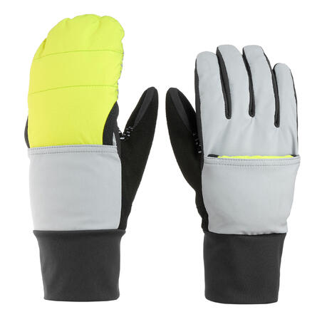 Sivo-žute vodootporne 2-u-1 rukavice za skijanje