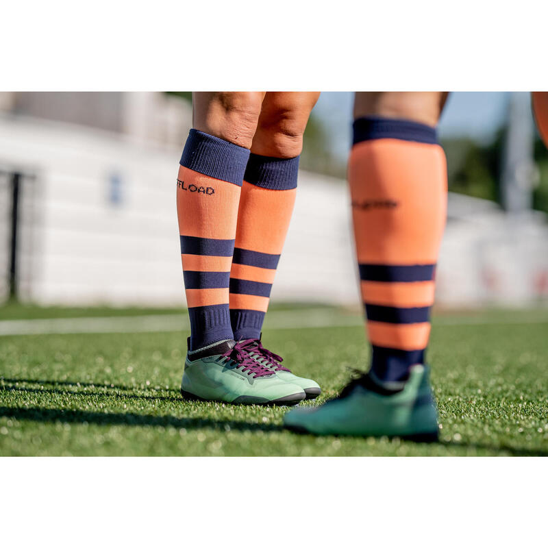 Chaussettes de rugby Femme - R500 corail bleu marine