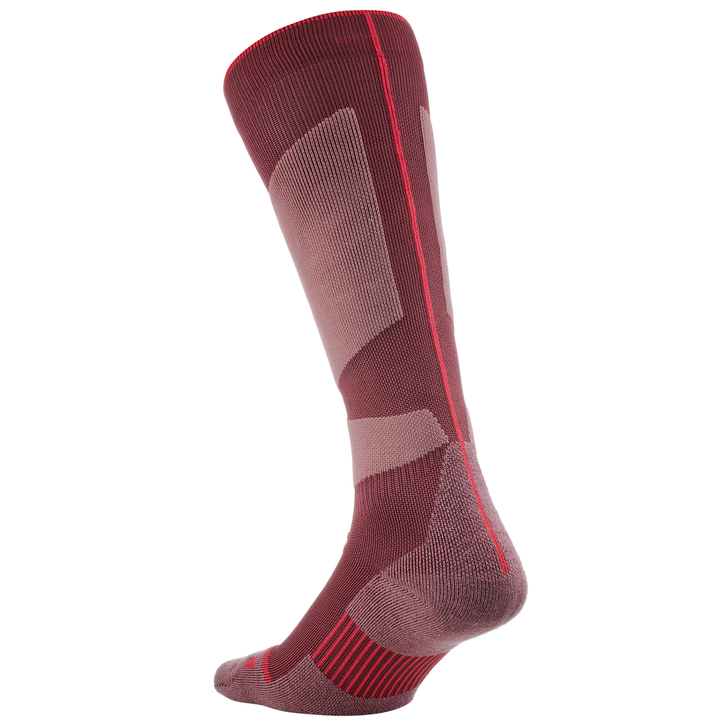 ADULT SKI AND SNOWBOARD SOCKS - 500 - PINK/RED 2/9