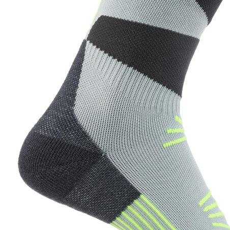 Шкарпетки 500 для лижного спорту сірі/неоново-жовті