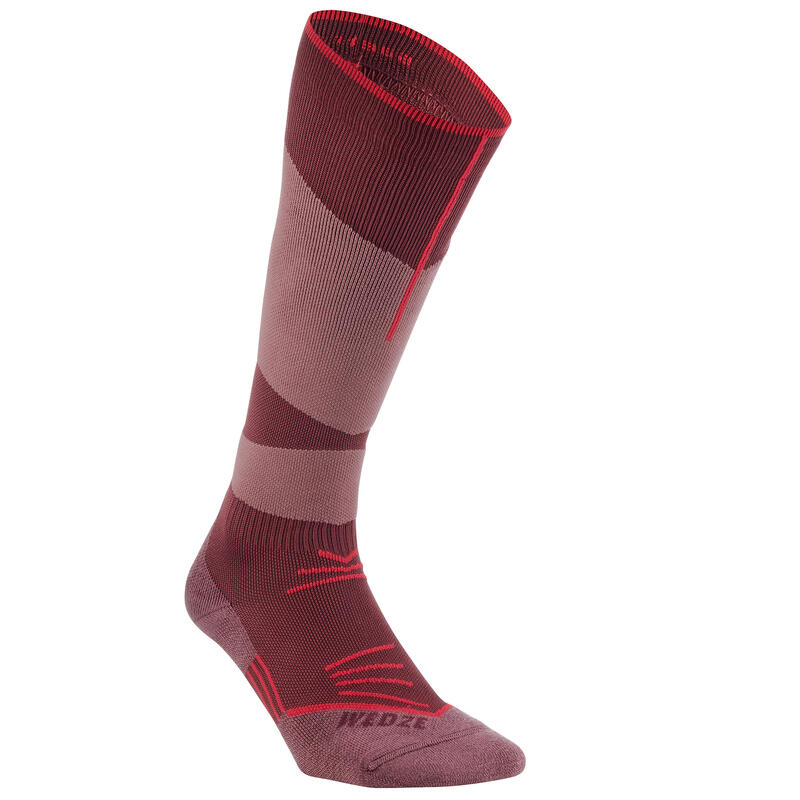 Adult Ski Socks 500 - Pink Red