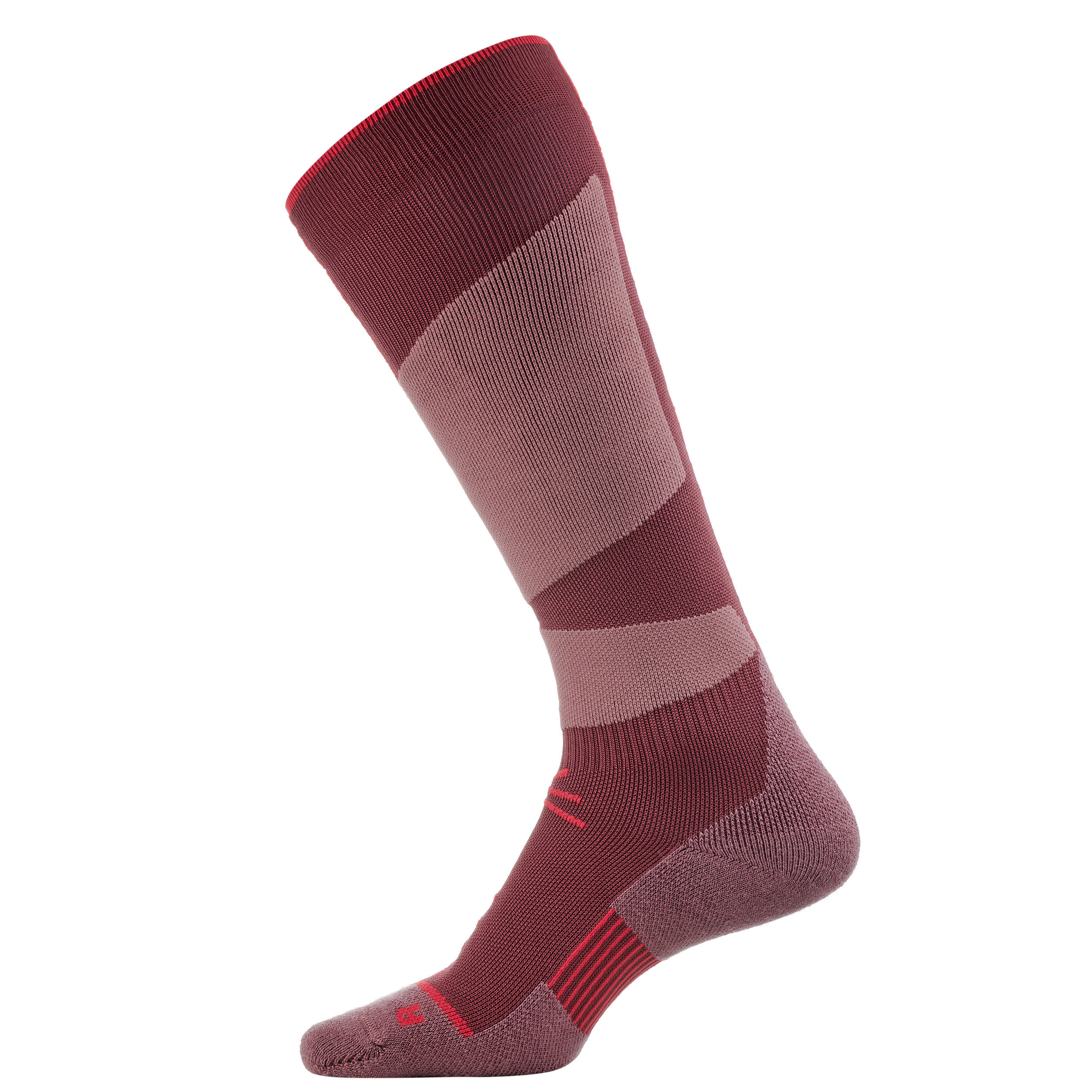ADULT SKI AND SNOWBOARD SOCKS - 500 - PINK/RED 3/9