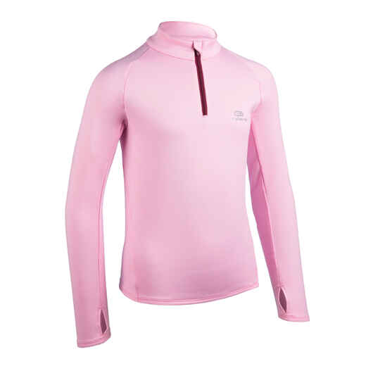 
      Maillot manches longues chaud 1/2 zip enfant d'athlétisme AT 100 bleu rose
  