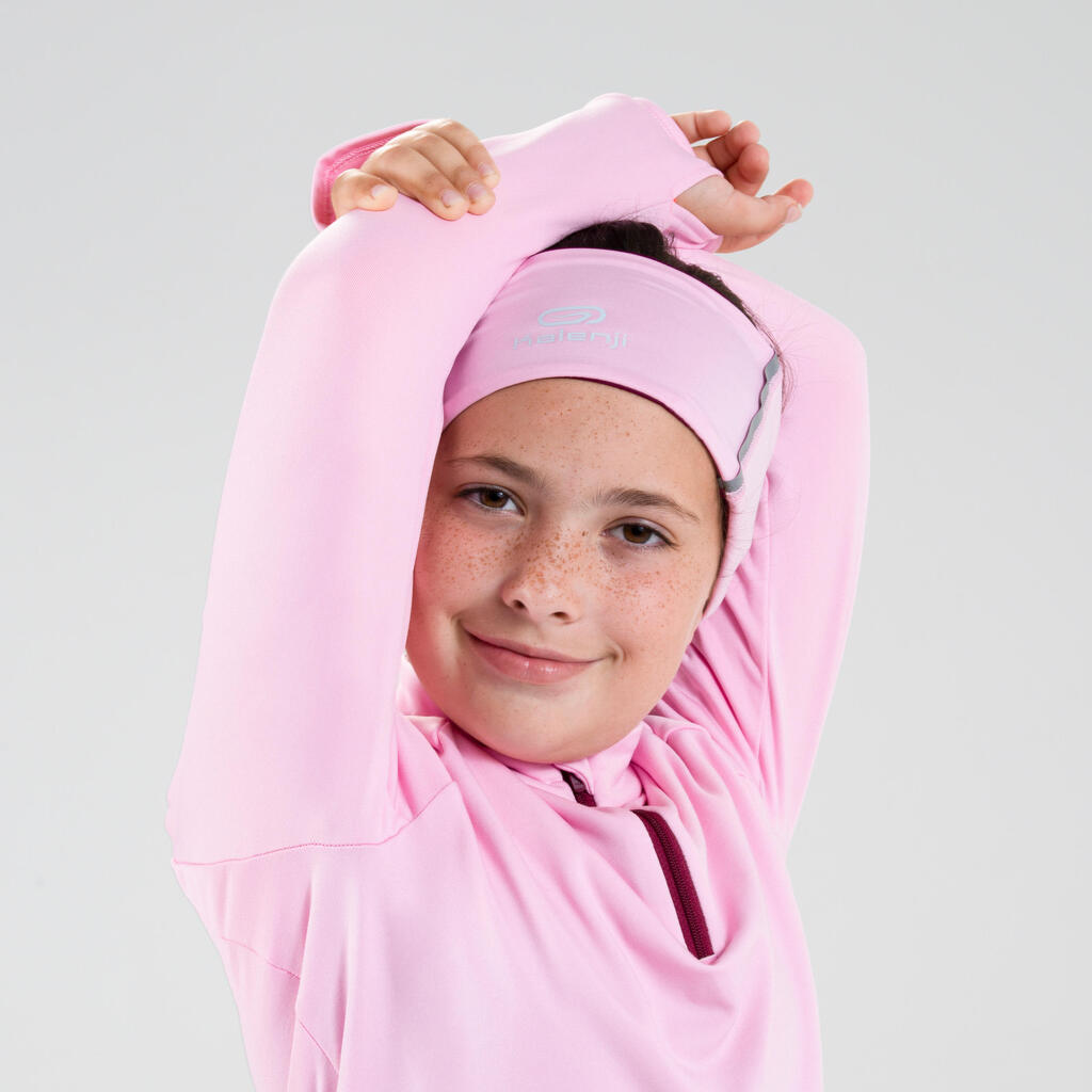 Tee-Shirt manches longues running Enfant 1/2 zip chaud - KIPRUN Warm 100 Marine