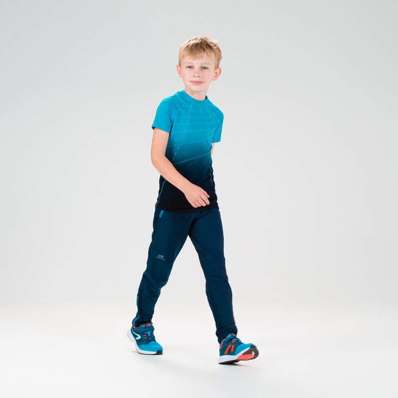 Dětské tričko na atletiku Kiprun Skincare modré 