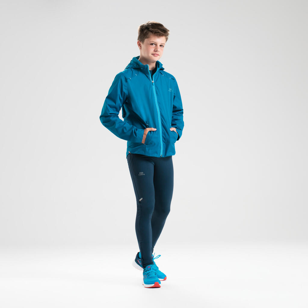 AT 500 kid's waterproof running/athletics jacket electric blue