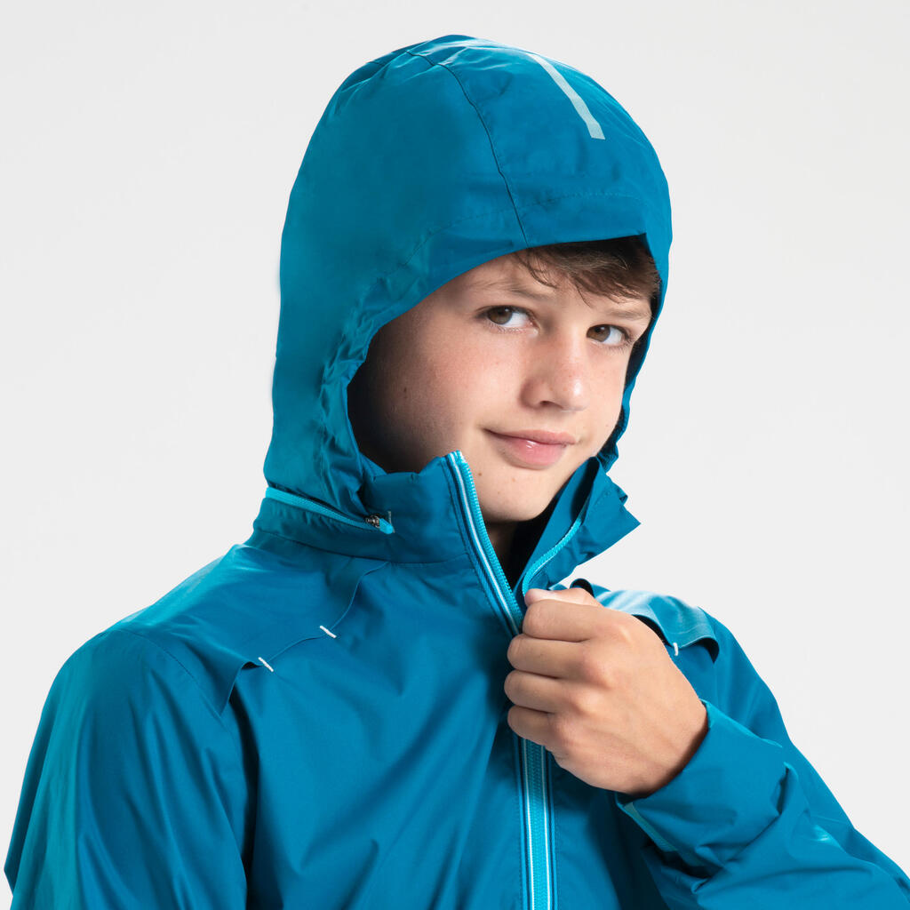 AT 500 kid's waterproof running/athletics jacket electric blue