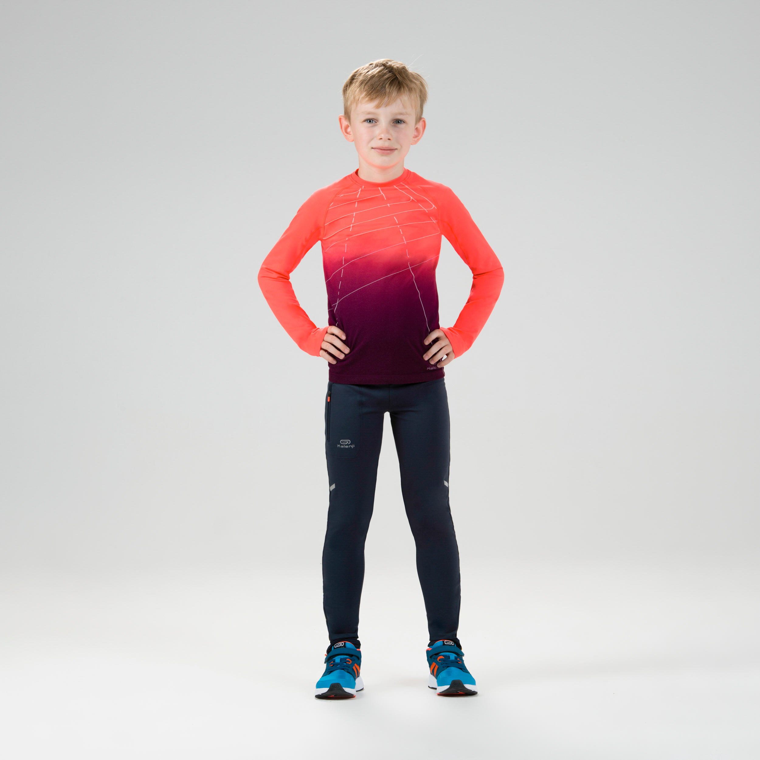 Girls' Athletics Long-Sleeved Jersey AT 500 Skincare - neon coral pink 4/10
