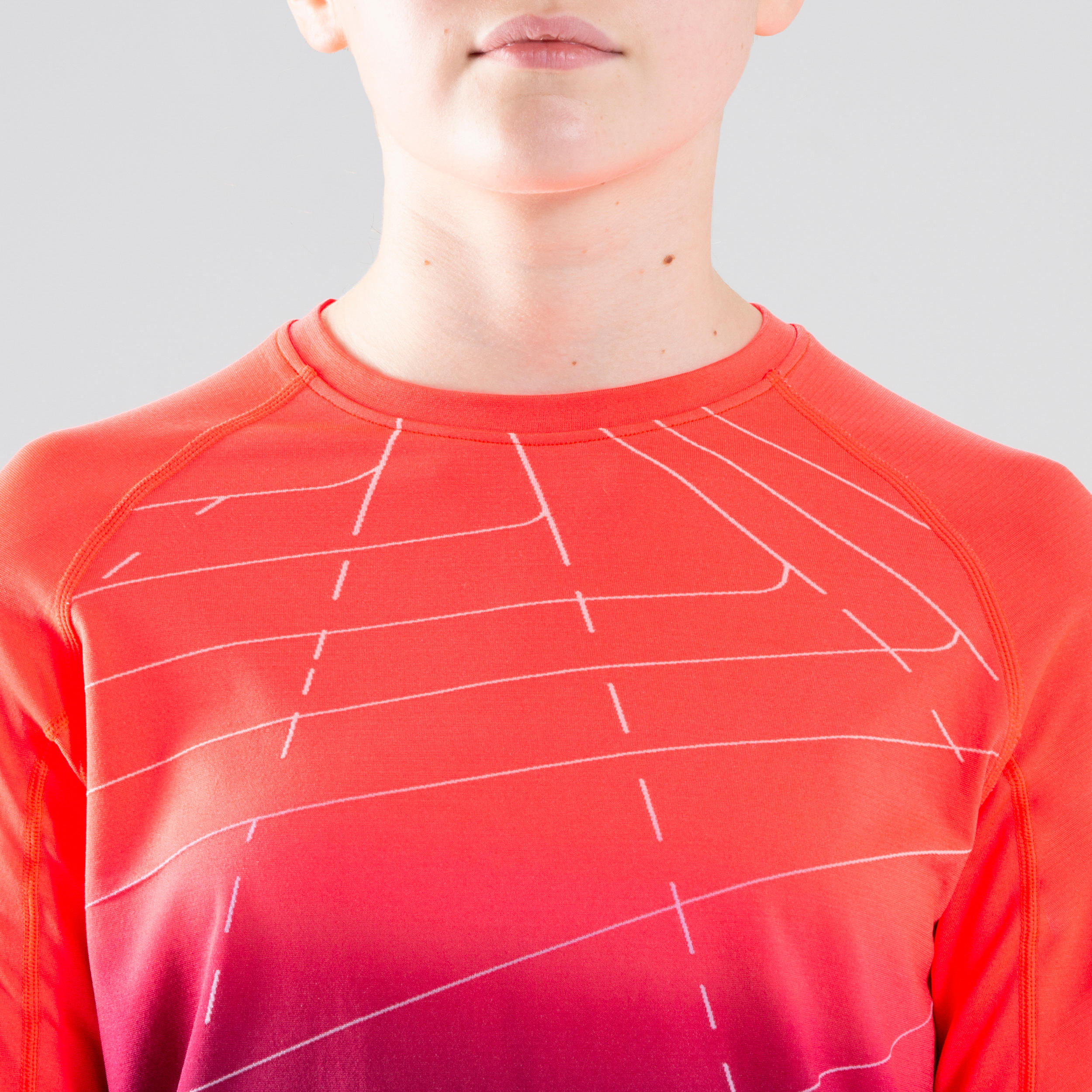 Girls' Athletics Long-Sleeved Jersey AT 500 Skincare - neon coral pink 5/10