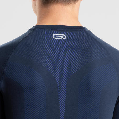 Футболка с длинными рукавами для бега детская AT 500 Skincare синяя 