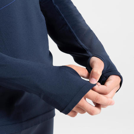 Футболка с длинными рукавами для бега детская AT 500 Skincare синяя 