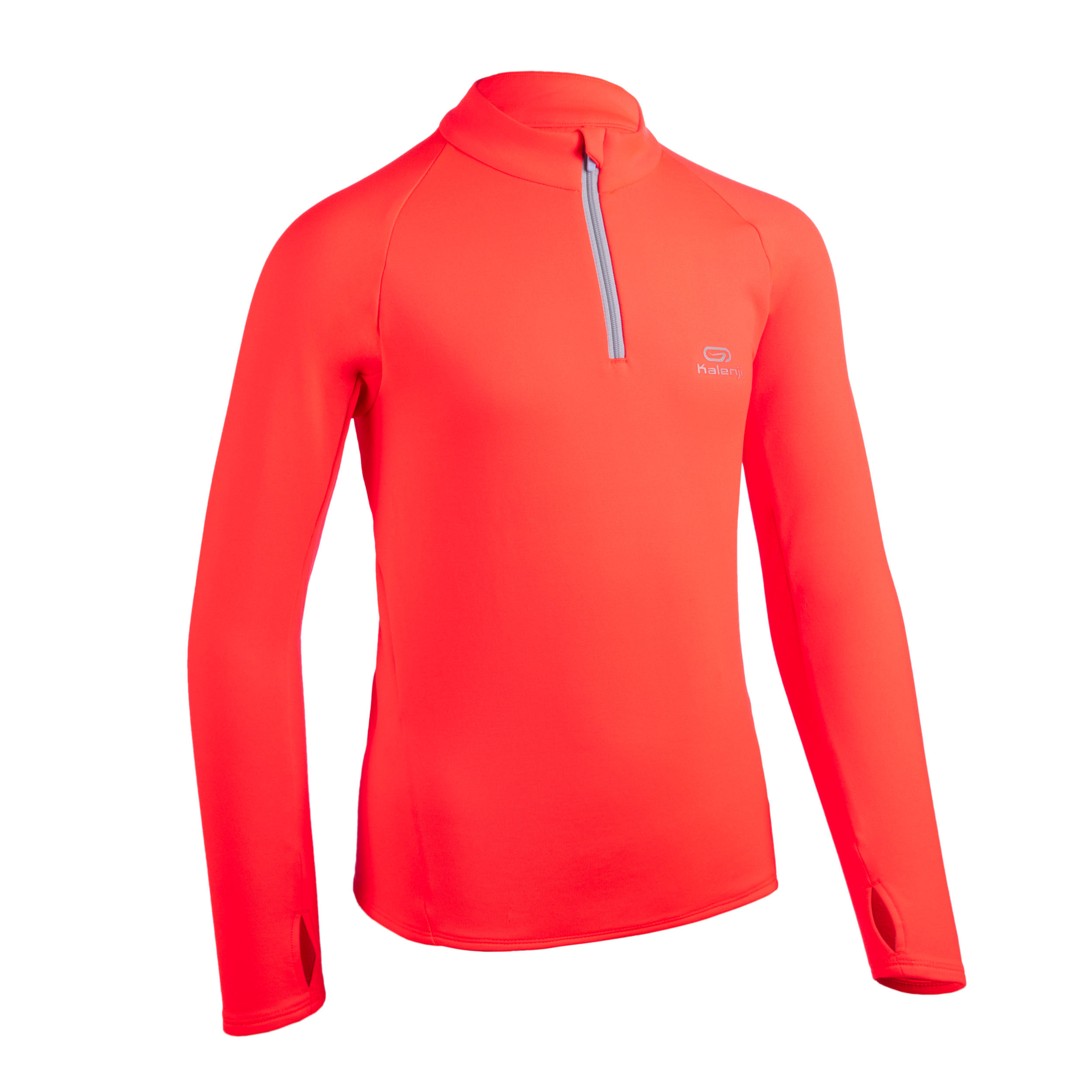 

Kids' Athletics Warm ½-Zip LS Jersey AT 100 - neon coral -  By KALENJI | Decathlon