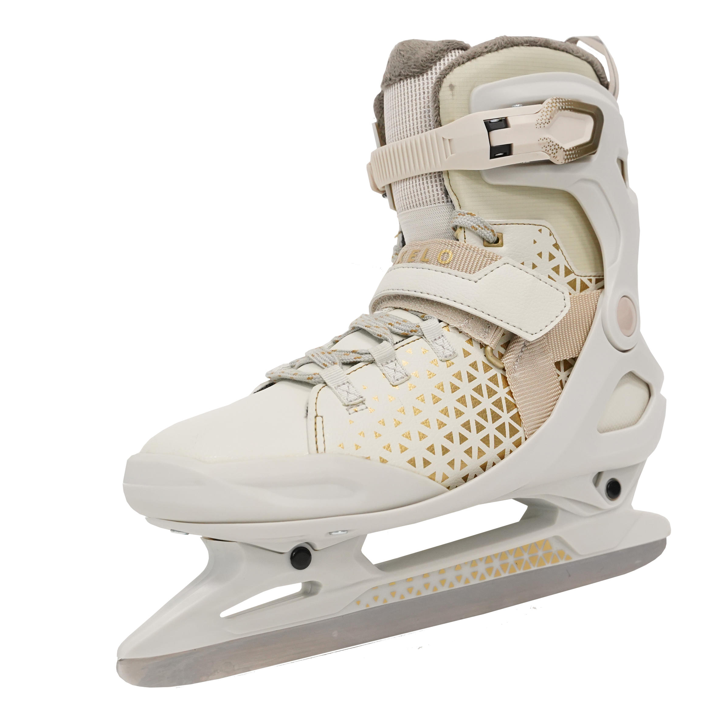 Women's Ice Skates - FIT 520 Warm White/Brown - OXELO