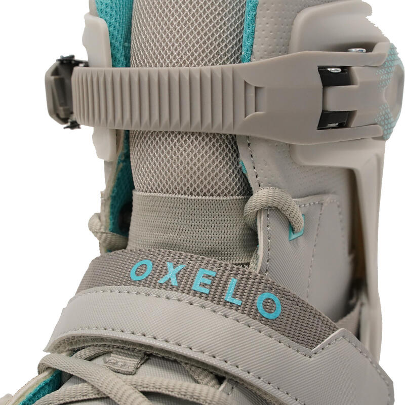 Patines sobre hielo Mujer Oxelo FIT500r Gris y turquesa