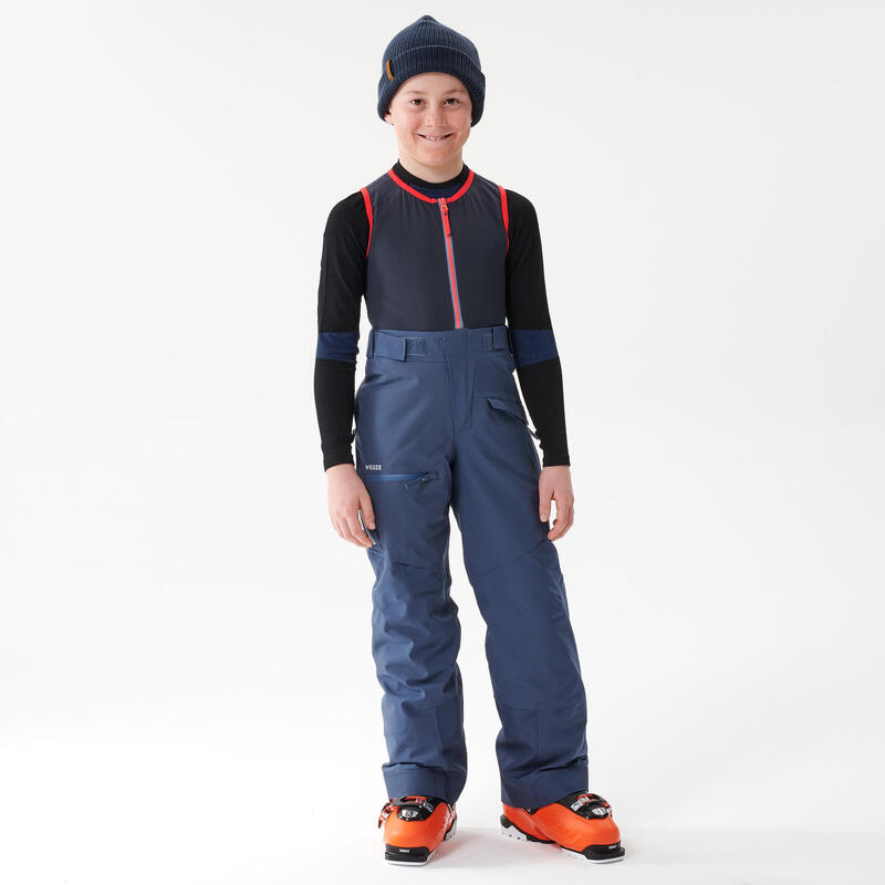 Calças de Ski criança FR900 com dorsal Azul