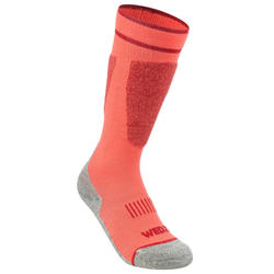 CHILDREN'S SKI SOCKS 100 - CORAL