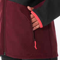 Kids’ Softshell Hiking Jacket MH550 7-15 Years - Black and Burgundy