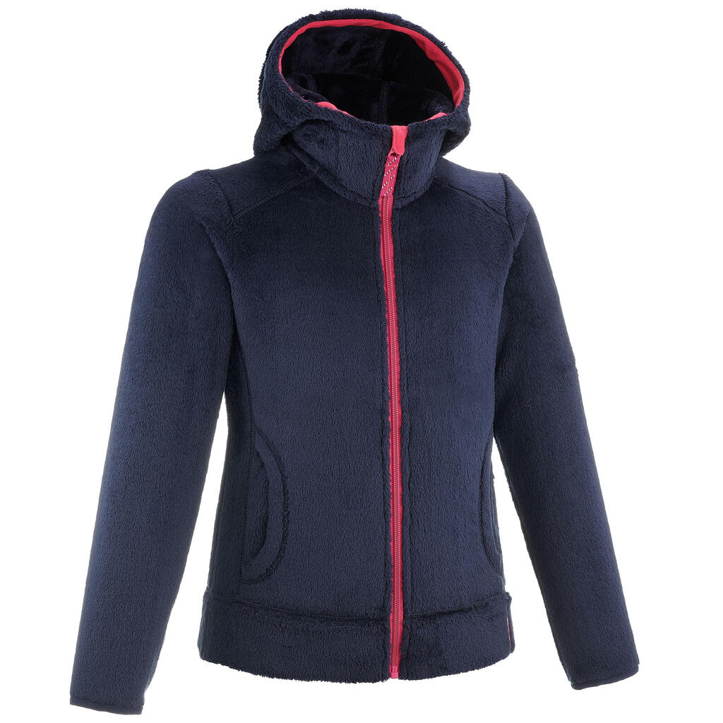 Kids’ Warm Hiking Fleece Jacket - MH500 blue - ages 7–15 