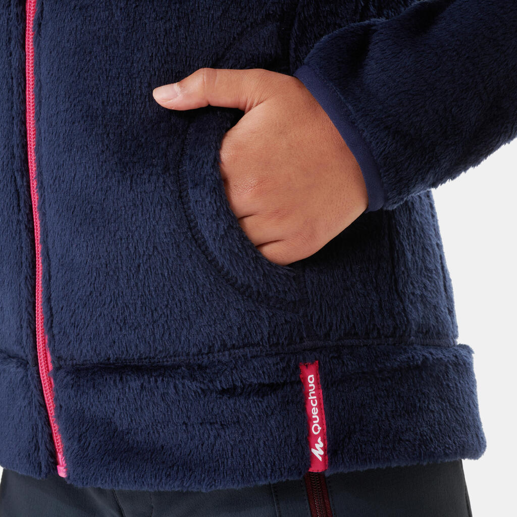 Fleece ζακέτα πεζοπορίας ΜΗ500 για παιδιά 7-15 ετών - Μπεζ