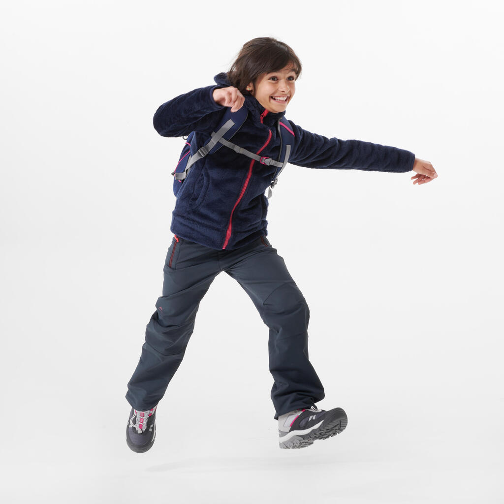 Kids’ Warm Hiking Fleece Jacket - MH500 blue - ages 7–15 