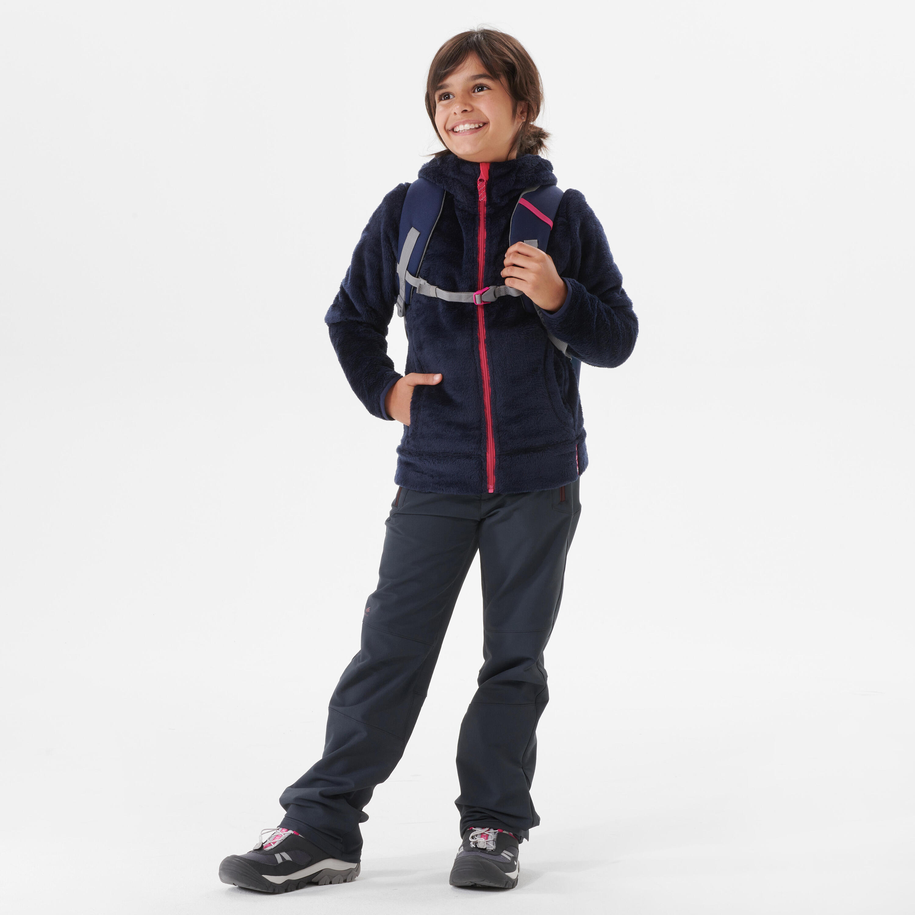 Fleecejacke Kinder Gr.122–170 warm Wandern - MH500 marineblau  3/9