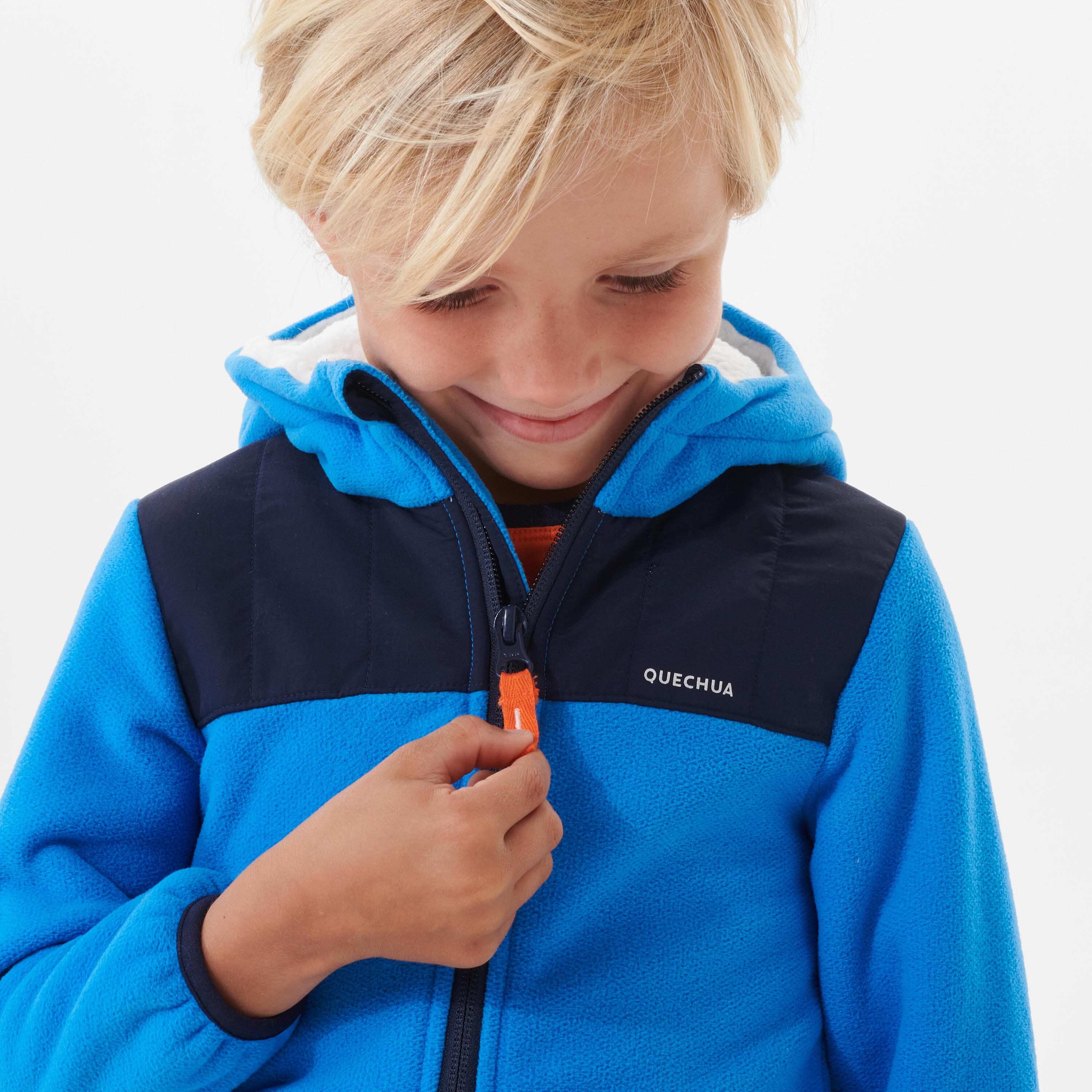 Kids’ Warm Hiking Fleece Jacket - MH500 Aged 2-6 - Blue 6/8